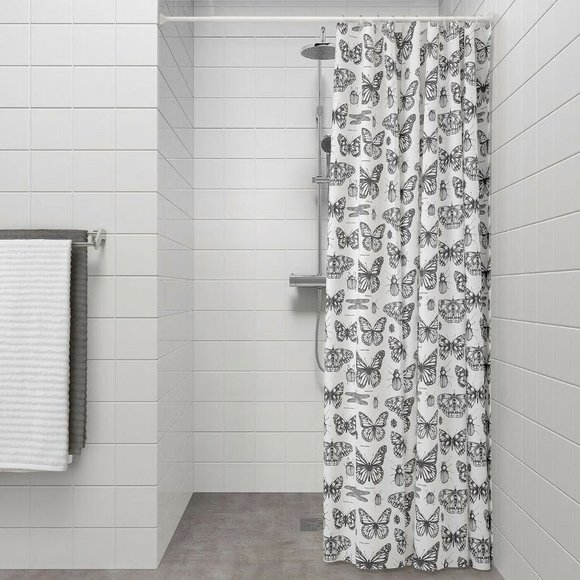Butterfly SOMMARMALVA White /Gray Shower Curtain - Picture 1 of 7